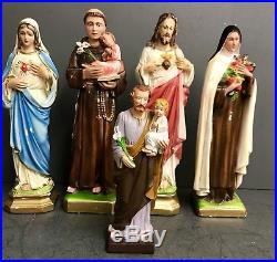 Collection Of Vintage Antique Religious Chalk Ware Statues Figures