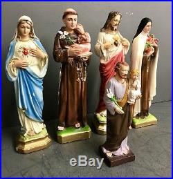 Collection Of Vintage Antique Religious Chalk Ware Statues Figures
