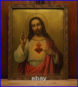 Couple Antique Religious Framed Lithographs the Sacred Heart of Jesus and Mary