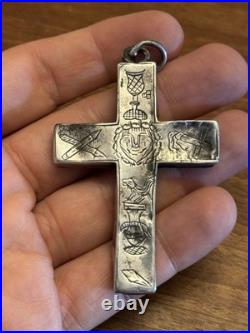 Cross Reliquary Chest Strap Solid Silver France XIX ° Th Century Religious