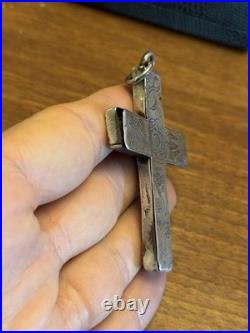 Cross Reliquary Chest Strap Solid Silver France XIX ° Th Century Religious