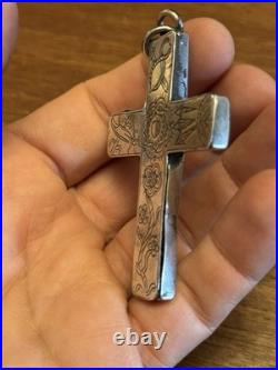 Cross Reliquary Chest Strap Solid Silver France XIX ° Th Century Religious