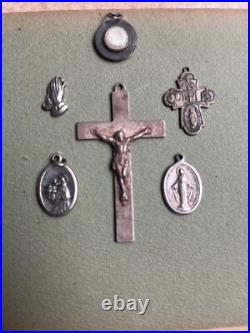 Crucifix Cross Antique Sterling Silver, Religious Lot 1830s Very Old L@@k