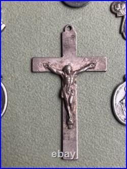 Crucifix Cross Antique Sterling Silver, Religious Lot 1830s Very Old L@@k