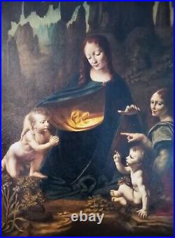 Da Vinci Italian Renaissance Old Master Madonna Saint Large Antique Oil Painting