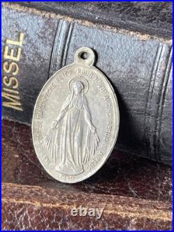Early 19th Century French Miraculous Medal Virgin Mary Antique Pendant, Aluminu