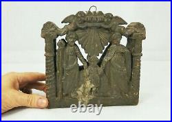 Early Antique Carved Religious Architectural Element Mary Joseph Baby Jesus