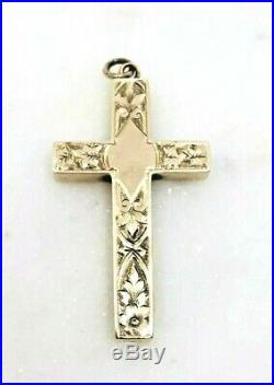 Edwardian 9k Rose Gold Handmade Cross Pendant Antique 9ct Unique Rare