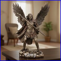 Elegant Antique Bronze Finish Saint Michael Guardian Angel Statue (11.4 Inch)