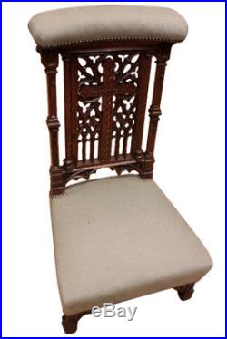 Elegant Antique French Prayer Chair or Kneeler, Oak, 19th Century, Religious