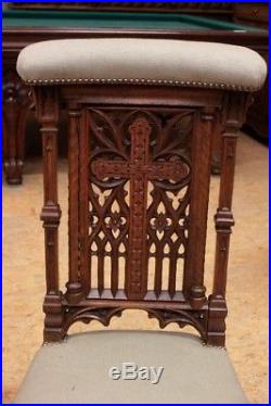 Elegant Antique French Prayer Chair or Kneeler, Oak, 19th Century, Religious