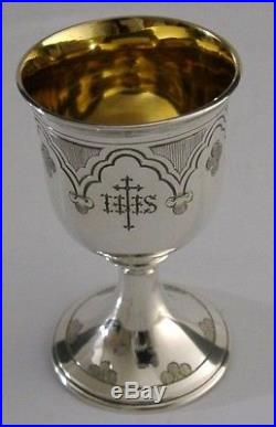 English Solid Silver Holy Communion Chalice Cup 1858 Early Religious Antique