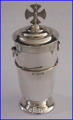 English Solid Silver Pyx Holy Communion Set Wafer Box 1911 Religious Antique