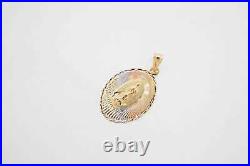 Estate 14k Multi-Tone Gold Oval Charm Pendant Fine Jewelry