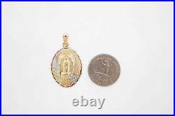 Estate 14k Multi-Tone Gold Oval Charm Pendant Fine Jewelry