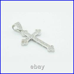 Estate Sterling Silver Religious Pendant Charm Men's Fine Jewelry Cubic Zirconia