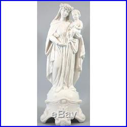 Exceptional Antique French Religious White Bisque Statue Virgin Mary & Jesus