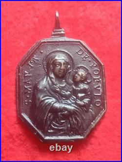 Exceptional Large 17th Century Religious Medal Virgin of Populo & St