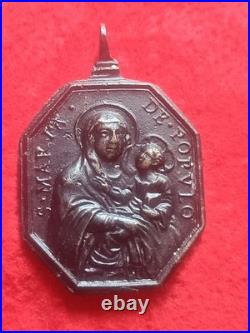Exceptional Large 17th Century Religious Medal Virgin of Populo & St