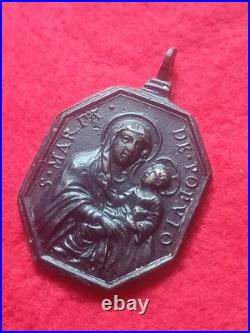 Exceptional Large 17th Century Religious Medal Virgin of Populo & St