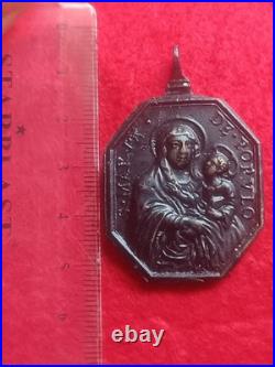 Exceptional Large 17th Century Religious Medal Virgin of Populo & St