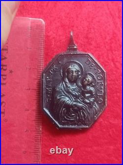 Exceptional Large 17th Century Religious Medal Virgin of Populo & St