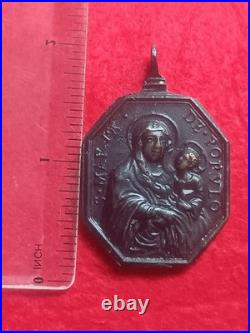 Exceptional Large 17th Century Religious Medal Virgin of Populo & St