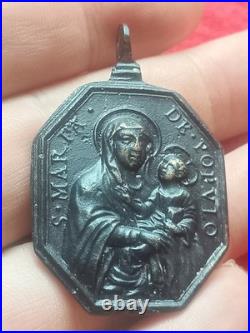 Exceptional Large 17th Century Religious Medal Virgin of Populo & St