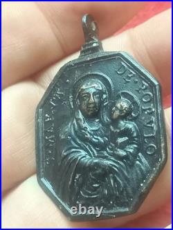 Exceptional Large 17th Century Religious Medal Virgin of Populo & St