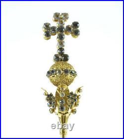 Exceptional antique religious Scepter human size rhinestones rare Jewelry 19thc