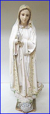 Exquisite Madonna Virgin Mary Fatima Statue Religious Glass Eyes Miraculous