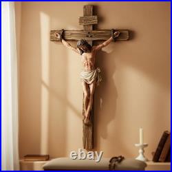 Extra-Large 20.75 Catholic Crucifix Wall Cross Hand-Painted Realism