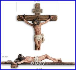 Extra-Large 20.75 Catholic Crucifix Wall Cross Hand-Painted Realism