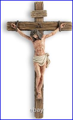 Extra-Large 20.75 Catholic Crucifix Wall Cross Hand-Painted Realism