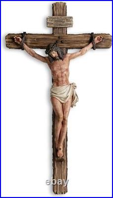 Extra-Large 20.75 Catholic Crucifix Wall Cross Hand-Painted Realism