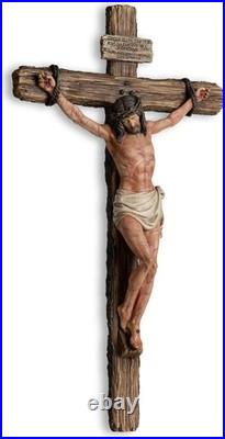 Extra-Large 20.75 Catholic Crucifix Wall Cross Hand-Painted Realism