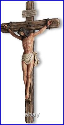 Extra-Large 20.75 Catholic Crucifix Wall Cross Hand-Painted Realism
