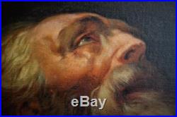 FINE ANTIQUE OLD MASTER RELIGIOUS OIL ON CANVAS PAINTING Possibly of ST JEROME