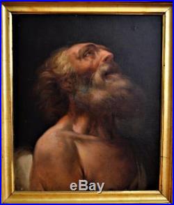 FINE ANTIQUE OLD MASTER RELIGIOUS OIL ON CANVAS PAINTING Possibly of ST JEROME