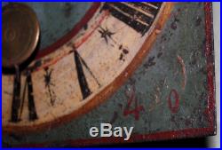 Fabulous! Antique 1840 Painted Hanging Clock Religious Parts Weights Primitive