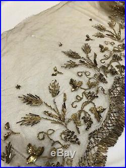 Fabulous Antique Religious gold metal embroidery on gold tulle vesment