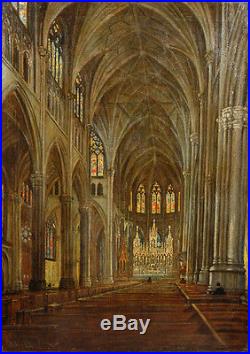 Fabulous Antique Watercolor Of Cathedral Signed On Verso