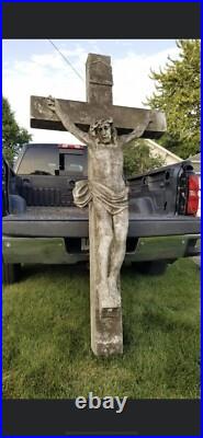 Fantastic Antique Marble Crucifix Large Patina Garden Religious
