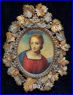 Fine 19th Century Madonna Portrait Renaissance Raphael Old Antique Oil Painting
