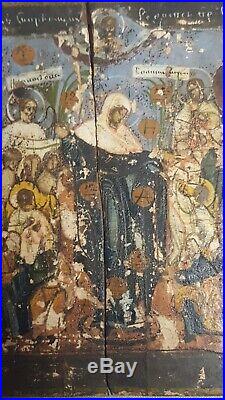 Fine Antique 18th Century Greek Orthodox Oil Painting on Board Religious Icon