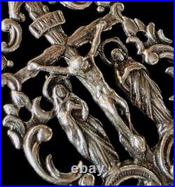 Fine Antique 19Th Century Silver Calvary Virgin Mary Jesus Pendant C 1875