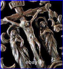 Fine Antique 19Th Century Silver Calvary Virgin Mary Jesus Pendant C 1875