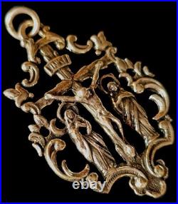 Fine Antique 19Th Century Silver Calvary Virgin Mary Jesus Pendant C 1875