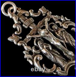 Fine Antique 19Th Century Silver Calvary Virgin Mary Jesus Pendant C 1875