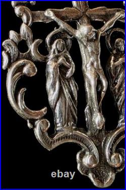 Fine Antique 19Th Century Silver Calvary Virgin Mary Jesus Pendant C 1875